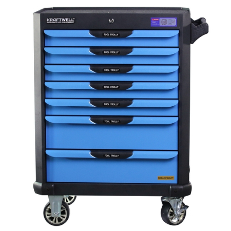 Тележка синяя с набором инструментов, 250 предметов, KraftWell KRW-TTB+SET250