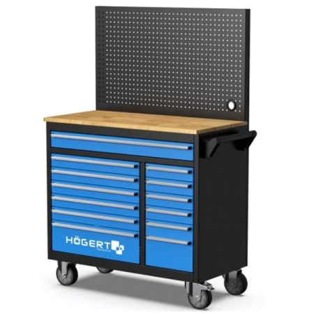 Тележка инструментальная с настенной панелью, 13 ящиков, HOEGERT HT7G044 Тележка инструментальная с настенной панелью, 13 ящиков, HOEGERT HT7G044