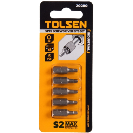 Набор вставок (бит) 1/4", Square S2, 25 мм, 5 предметов TOLSEN TT20280