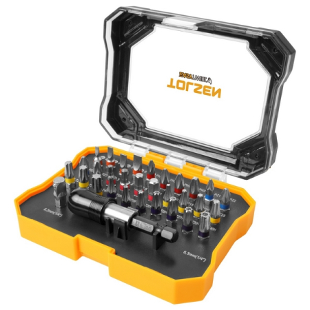 Набор вставок (бит) 1/4", SL, PH, PZ, Hex, Torx, TorxTR, SQ, 32 предмета, TOLSEN TT20377