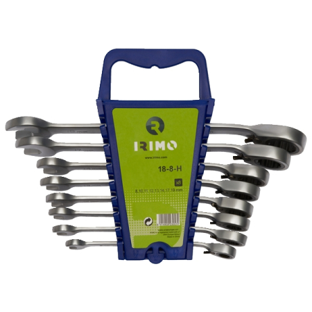 Набор ключей комбинированных с храповиком, 8-19 мм, 8 предметов, IRIMO 18-8-H