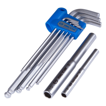 KING TONY 20109MRU Набор Г-образных шестигранников 1,5-10 мм, длинные, с шаровым окончанием, 11 предметов