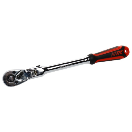 Ключ трещотка 3/8" 72 зуба 268 мм шарнирный, резиновая рукоятка JTC-7323A