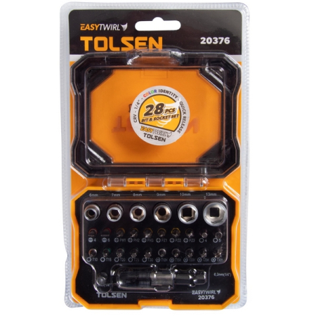 Набор вставок (бит) 1/4", SL, PH, PZ, Hex, Torx, TorxTR, 28 предметов, TOLSEN TT20376