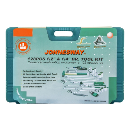Набор инструмента универсальный 1/4", 1/2"DR, 128 предметов Jonnesway S04H524128S (S04H524128S18)