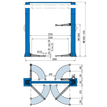 Подъемник автомобильный двухстоечный электрогидравлический, 4 тонны, RAVAGLIOLI KPH370.40K (380V)