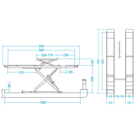 Nordberg N635-5,5 (380V) Подъемник ножничный электрогидравлический для сход-развала, 5.5 т, заглубляемый, 2 уровня, серый