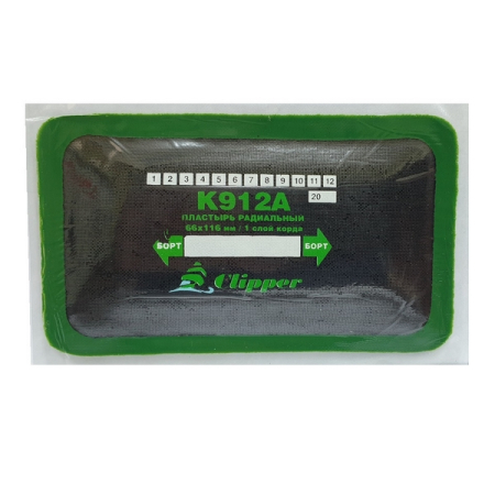 Пластырь радиальный кордовый 70x120 мм, 1 слой корда, 10 шт, Clipper K912A