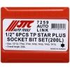 Набор бит-головок 1/2" TORX Plus TP40-TP70, L=200 мм, 6 предметов, JTC-7259