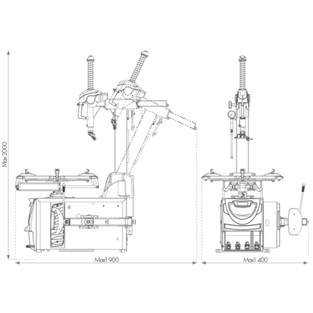 Шиномонтажный станок автомат, 11-26”, 220 В, серый, BRIGHT LC889N