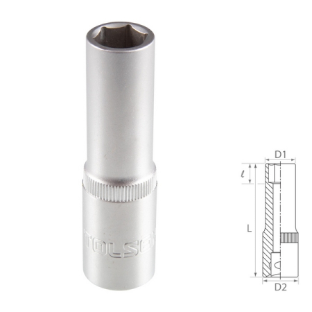 Головка торцевая глубокая шестигранная 1/2", 14 мм TOLSEN TT16564 Головка торцевая глубокая шестигранная 1/2", 14 мм TOLSEN TT16564