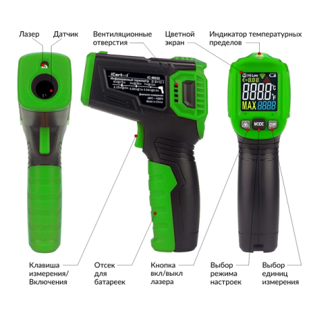 Термометр бесконтактный (пирометр) iCarTool IC-M650