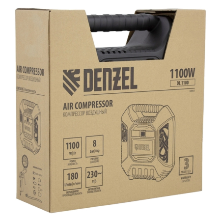 Компрессор воздушный безмасляный, с набором аксессуаров, Denzel DL1100