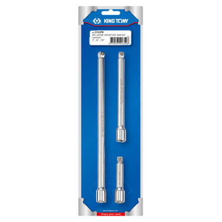KING TONY 3103PR Набор удлинителей 3/8 дюйма с шаровым окончанием 75, 150, 250 мм 3 предмета