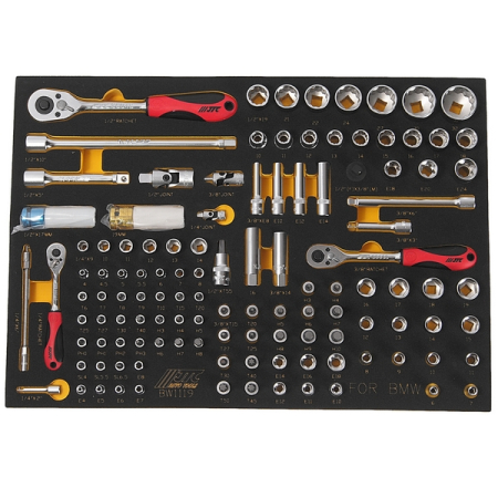 Набор слесарно-монтажных инструментов (BMW) в ложементе, 119 предметов, JTC-BW1119 Набор слесарно-монтажных инструментов (BMW) в ложементе, 119 предметов, JTC-BW1119