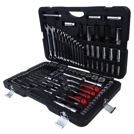 Набор инструментов, 216 предметов, слесарно-монтажный, 1/4", 1/2", 3/8”, в кейсе, JTC-H216C-B72
