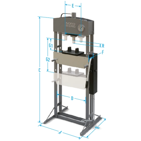 NORDBERG N3621AL Пресс гидравлический с ручным и пневматическим приводом, 20 т, разборная рама