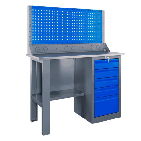 Верстак слесарный гаражный однотумбовый, экран, Верстакофф SLF 121.15.1-1R