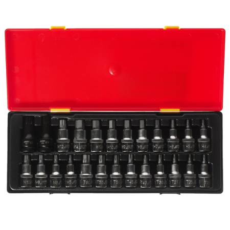 Набор бит-головок 1/2" HEX, TORX, SPLINE, 25 предметов, JTC-K4251