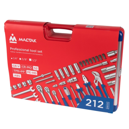 Набор инструментов универсальный, 212 предметов, Мастак 01-212C Набор инструментов универсальный, 212 предметов, Мастак 01-212C
