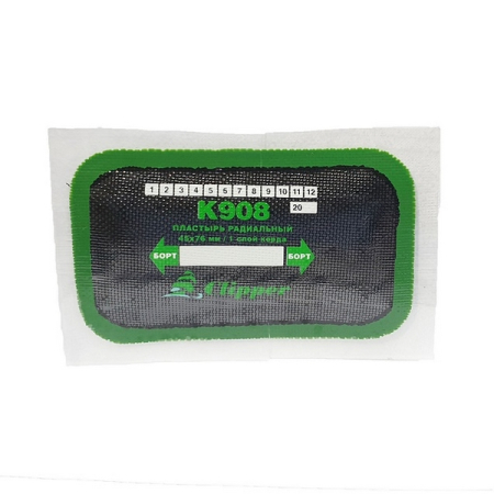 Пластырь радиальный кордовый 45x75 мм, 1 слой корда, 15 шт, Clipper K908