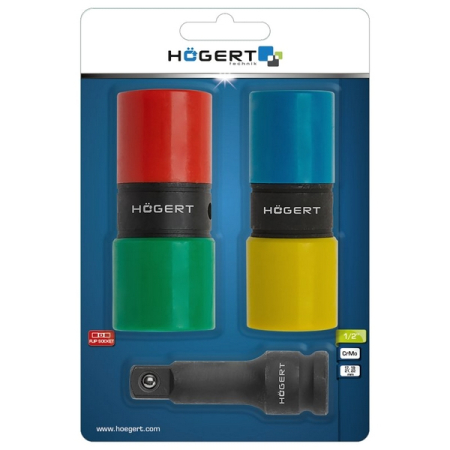 Набор двухсторонних ударных головок 17, 19, 21, 22 мм и удлинитель 1/2" HOEGERT HT4R006