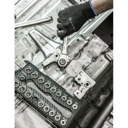 Набор накидной ключ трещоточный, вставки-головки шестигранные 8-19 мм и TORX E8-E22, 20 предметов, HOEGERT HT1R492