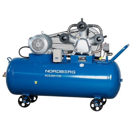 Nordberg NCE300/1150 Компрессор поршневой ременной 380В, ресивер 300л, 1150л/мин