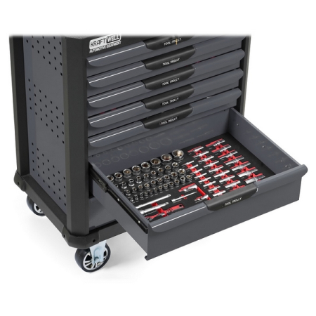 Тележка серая с набором инструментов, 277 предметов, KraftWell KRW-TTG+SET277