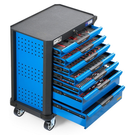Тележка синяя с набором инструментов, 277 предметов, KraftWell KRW-TTB+SET277