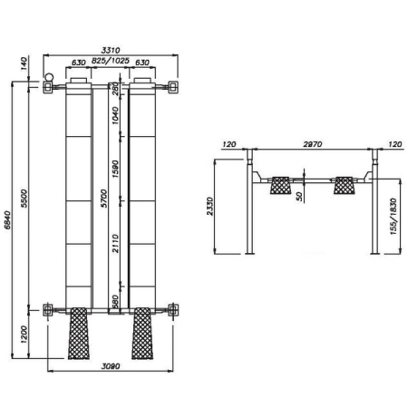 Подъемник автомобильный четырехстоечный электрогидравлический, 5 тонн, платформы для сход-развала, WERTHER-OMA 450AT/5(526BL5)