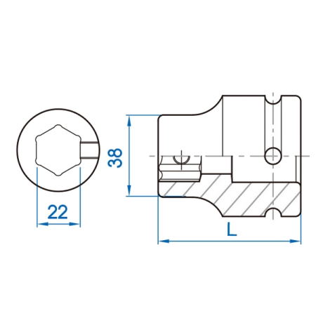 KING TONY 809622M Держатель вставок (бит) 22 мм, ударный, с винтовым фиксатором, квадрат 1 дюйм