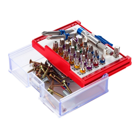 Набор вставок (бит) 1/4 дюйма, TORX, HEX, PZ, PH, SLOT, 28 предметов МАСТАК 058-11028C