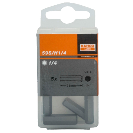BAHCO 59S/H7/32 Набор вставок (бит) 1/4", HEX 7/32", L=25 мм, 5 предметов