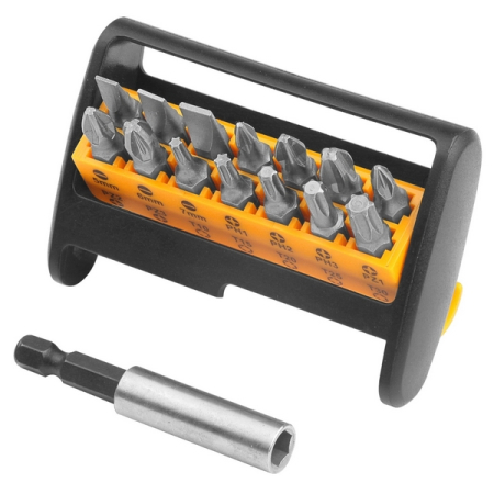 Набор вставок (бит) 1/4", SL, PH, PZ, TORX, 15 предметов, TOLSEN TT20365