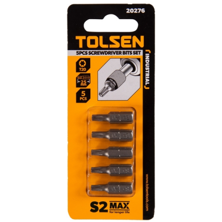 Набор вставок (бит) 1/4", Torx T20, 25 мм, 5 предметов, TOLSEN TT20276