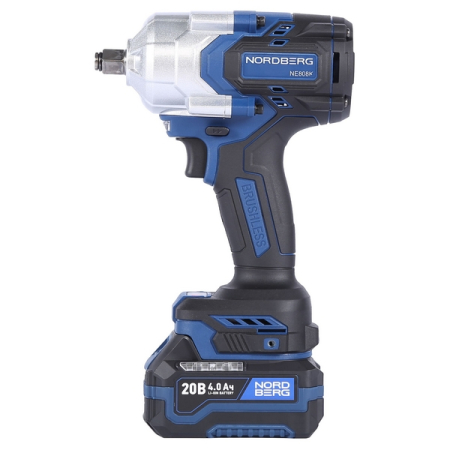 NORDBERG NE808K Гайковерт аккумуляторный, 1/2", 1000Нм, 20В, с двумя 4А акк. и зар. уст-вом, кейс