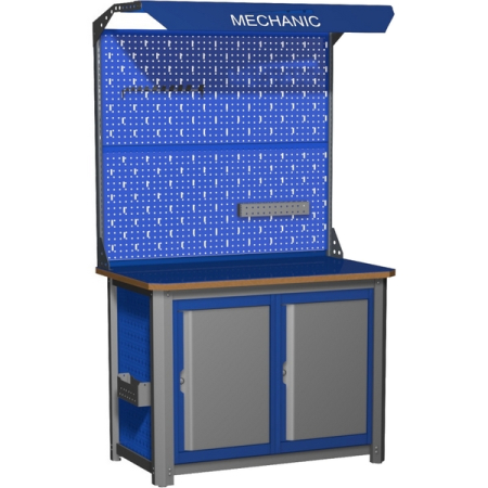 Верстак промышленный двухтумбовый с экраном и освещением Верстакофф MECHANIC-М12.00Э2С