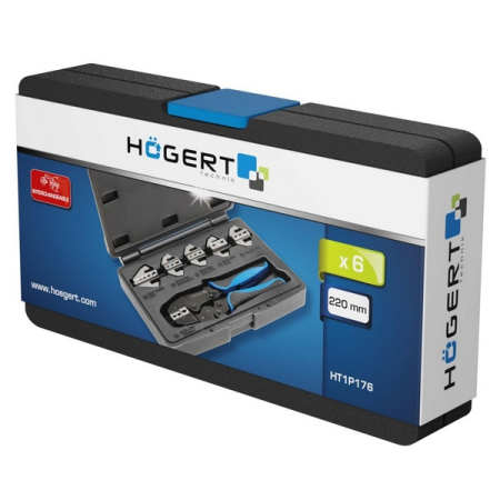 Пресс-клещи для обжима проводов, со сменными матрицами 6 шт, HOEGERT HT1P176