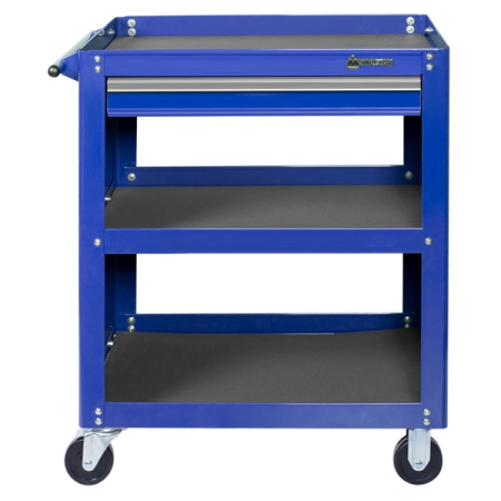 Тележка открытая «ОПТИМА», 3 полки и ящик, синяя, МАСТАК 520-01580MB