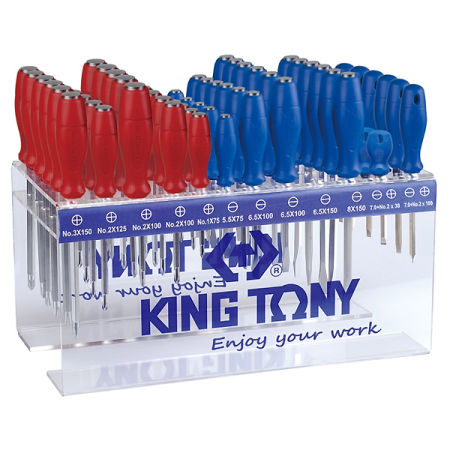KING TONY 87110 Подставка для отверток на 72 предмета, плексиглас