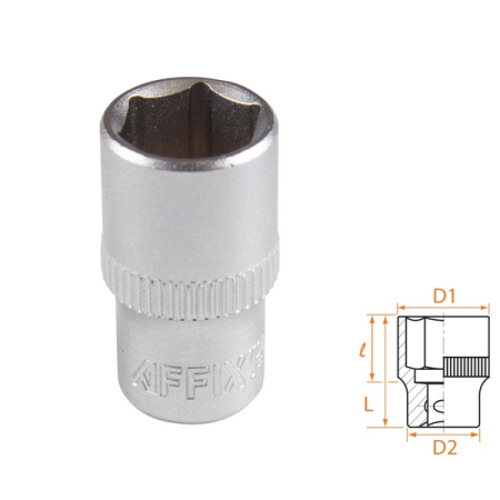 Головка торцевая стандартная шестигранная 1/4", 10 мм, AFFIX AF00020010