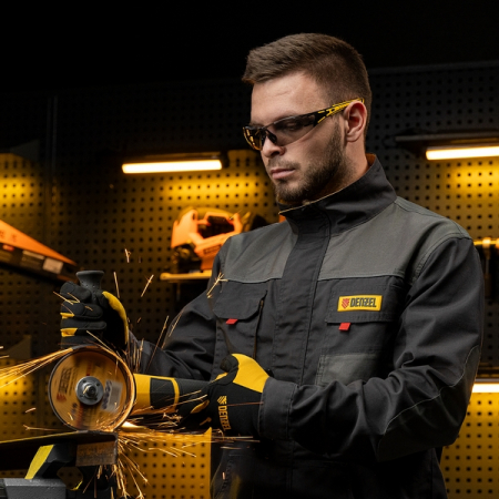 Очки защитные открытые, поликарбонатные, дымчатая линза, DENZEL 89193