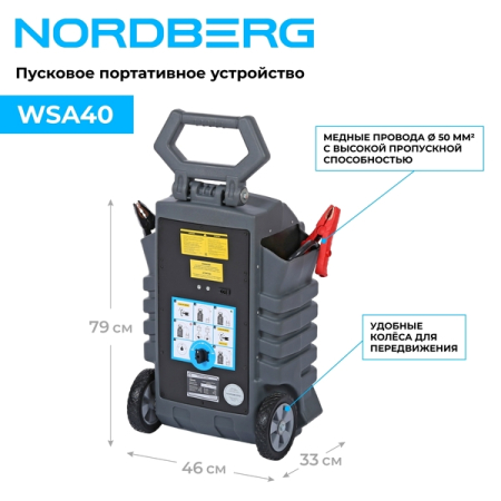Nordberg WSA40 Пусковое мобильное устройство 12/24 В, 2x28 А·ч
