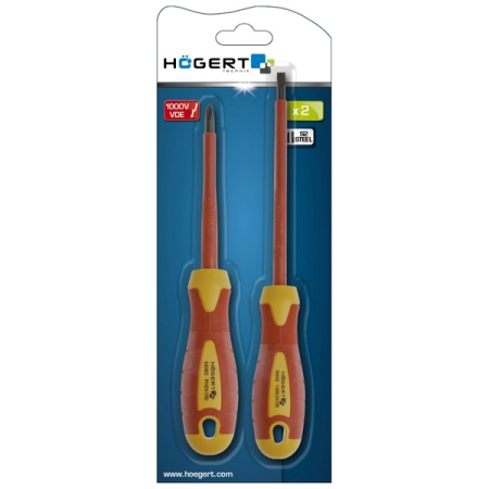Набор диэлектрических отверток 1000 В, 2 предмета, HOEGERT HT1S990