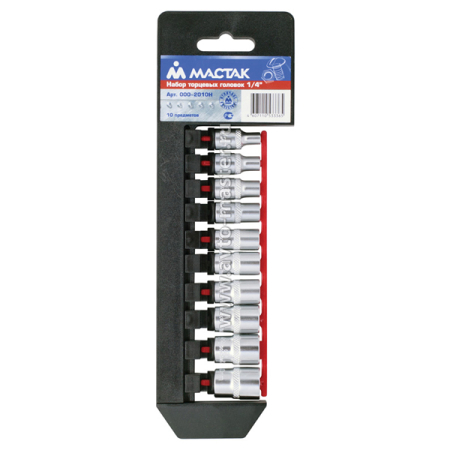 Набор торцевых головок 1/4 дюйма 4-13 мм, 10 предметов Мастак 000-2010H Набор торцевых головок 1/4 дюйма 4-13 мм, 10 предметов Мастак 000-2010H