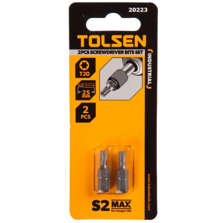 Набор вставок (бит) 1/4", Torx T20, 25 мм, 2 предмета TOLSEN TT20223