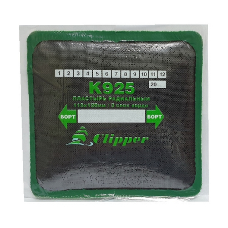Пластырь радиальный кордовый 115x120 мм, 3 слоя корда, 10 шт, Clipper K925