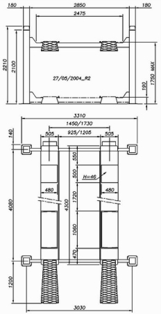 Подъемник автомобильный четырехстоечный электрогидравлический 4 тонны OMA 522BL 380V