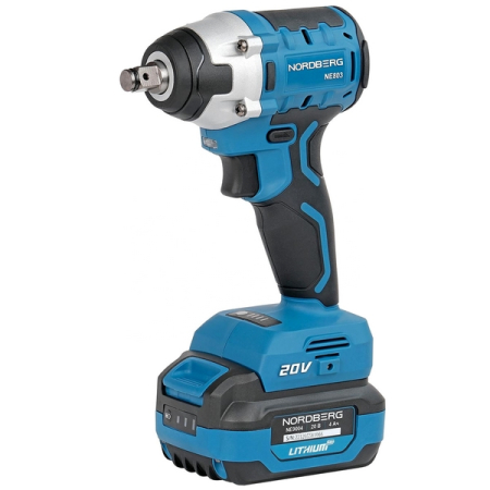 NORDBERG NE803K Гайковерт аккумуляторный, 1/2", 20В, 300Нм с 4A акк. и зар. уст-вом, чехол